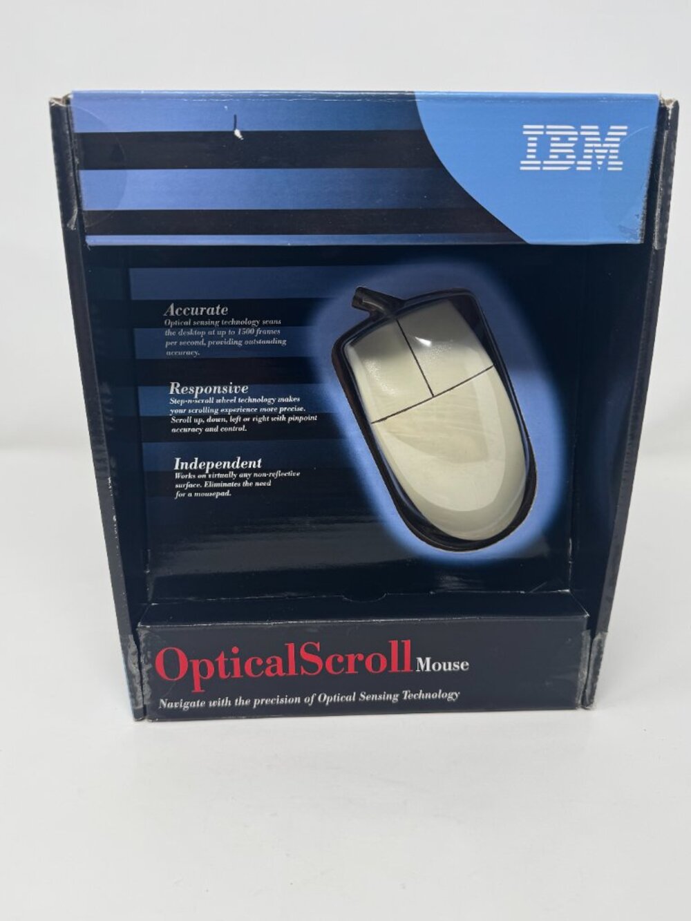 Vintage IBM Optical Scroll Mouse USB PS/2 Adapter NOS Open Box